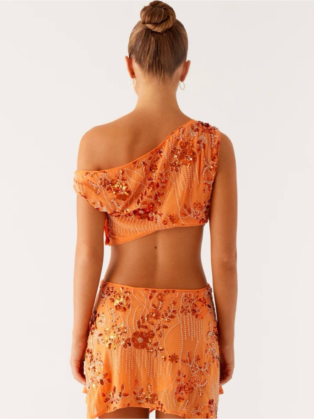 Peppermayo Aletta Sequin Embellished Mini Dress - Orange - Picture 3 of 8